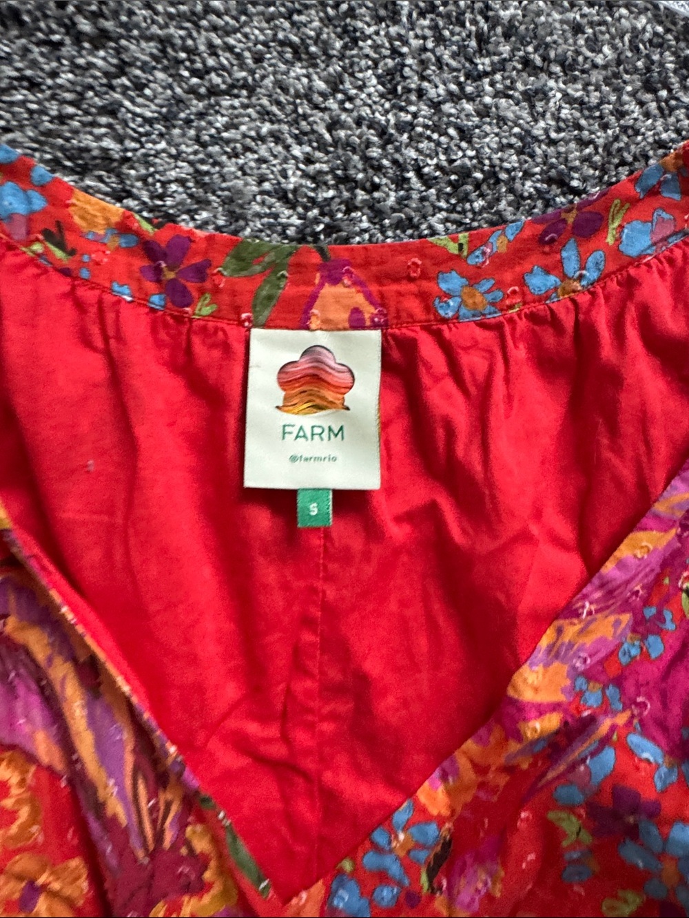 FarmRio Vibrant Floral Wrap Maxi Dress - Red - Picture 2 of 3